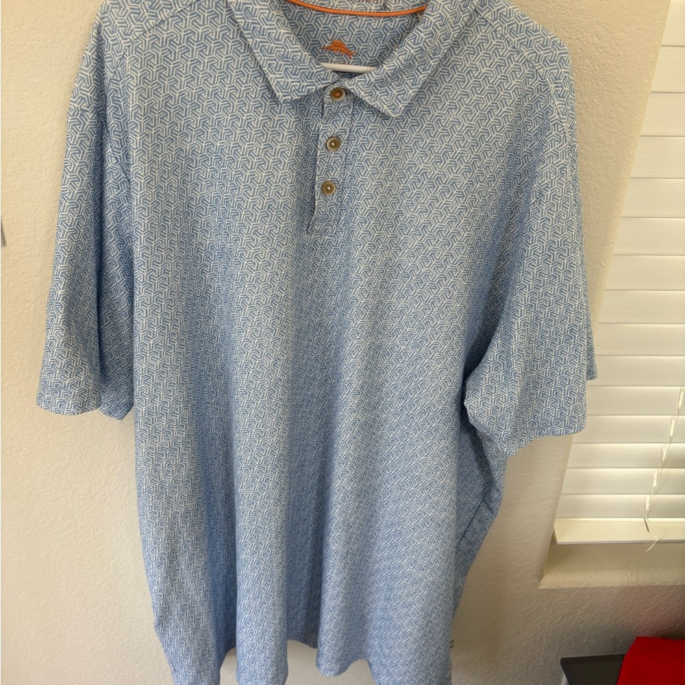 Tommy Bahama Blue Polo Shirt with Textured Design
